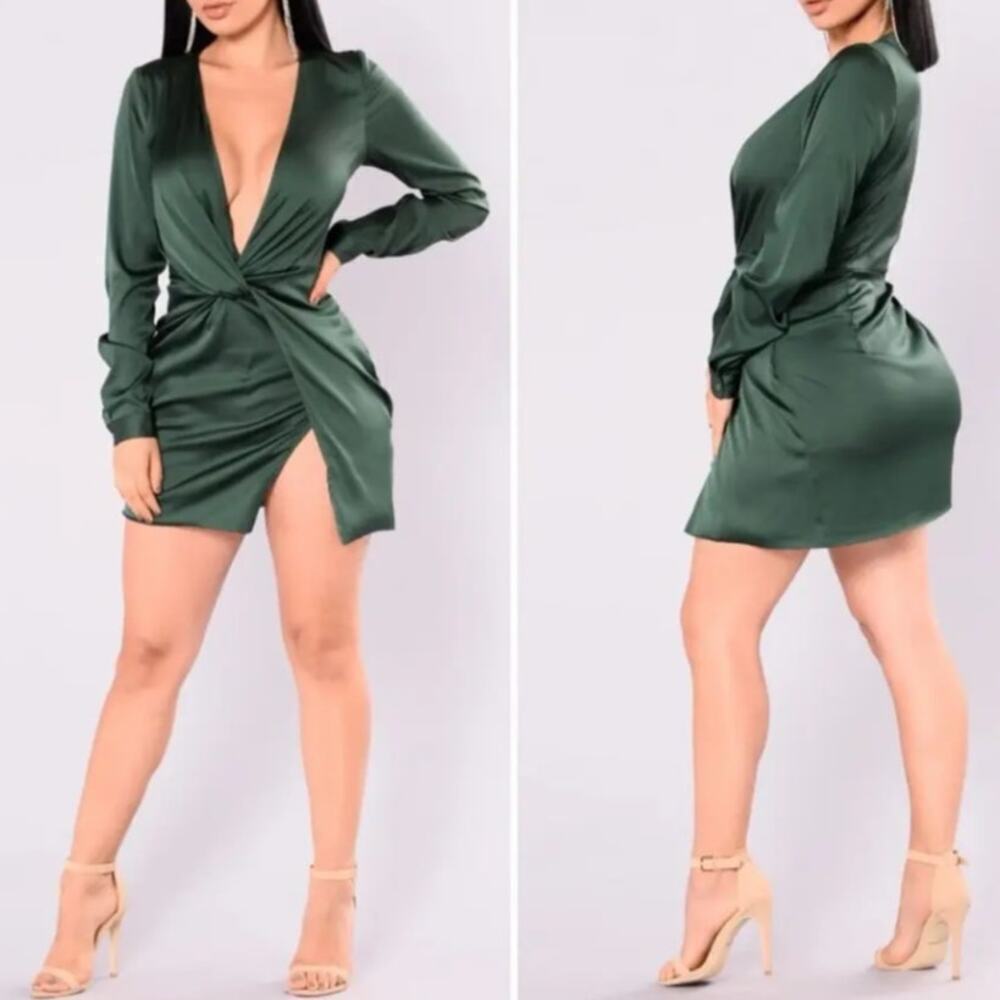 sugar free dress hunter green Fashion Nova | Dresses | Fashion Nova Satin Mini Size Xl Sexy Party Night hunter green dress casual